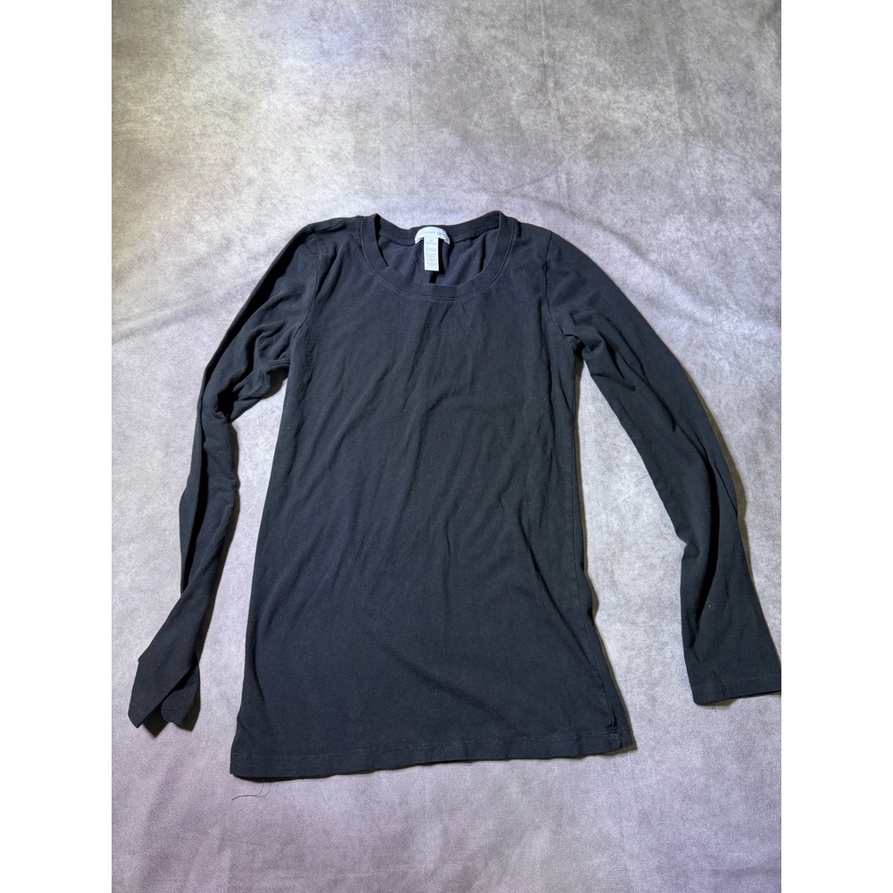 Ambiance Apparel Womens Black Long Sleeve Scoop Neck Top Size M Style 62800